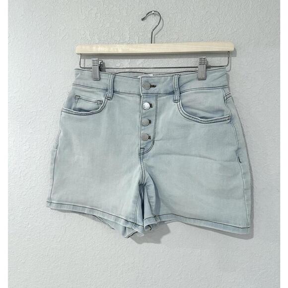 NINE WEST Light Blue High Rise Denim Shorts with Buttons Front Women's Shorts 4 - Picture 1 of 14
